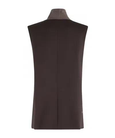 Alysi Vest With Detachable Collar In Brown