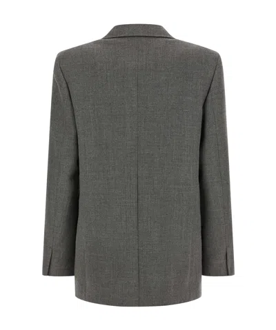 Jil Sander Double-breasted Textured Wool Blazer With Flap Pockets In Gray