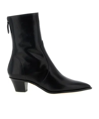 Aquazzura Ankle Boots With Block Heel And Pointed Toe In Black