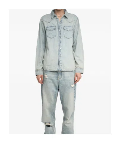 Zadig & Voltaire Womens Light Blue Saby Flap-pocket Denim Shirt In Multi