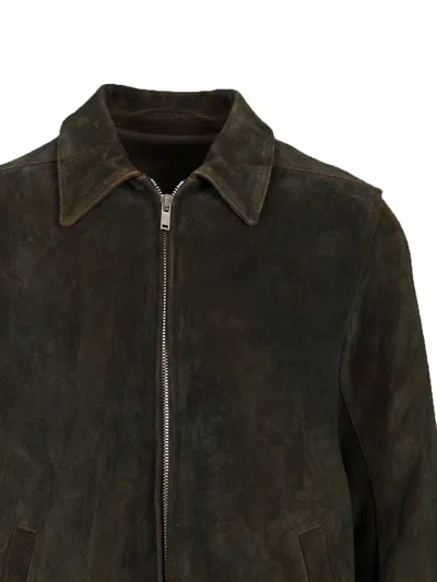 Rick Owens Brad Jacket Crosta Cow Leather Zip Jacket Jackets Brown In Black