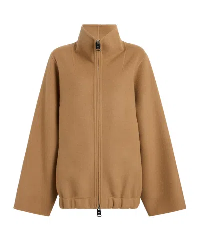 Khaite Garrett High-neck Bomber Jacket In Brown