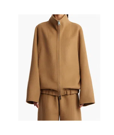 Khaite Garrett High-neck Bomber Jacket In Brown