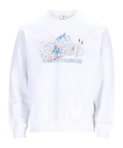 Casablanca Printed Crew Neck Sweatshirt In White