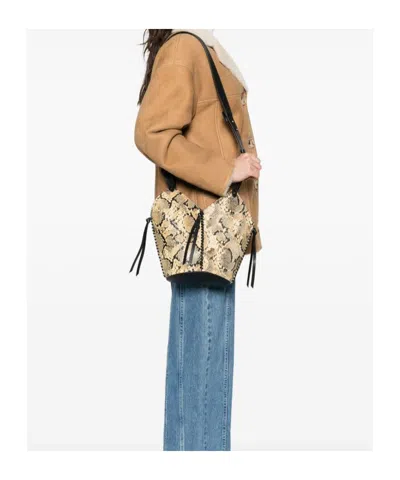 Isabel Marant Snakeskin Pattern Shoulder Bag With Structured Design In Brown