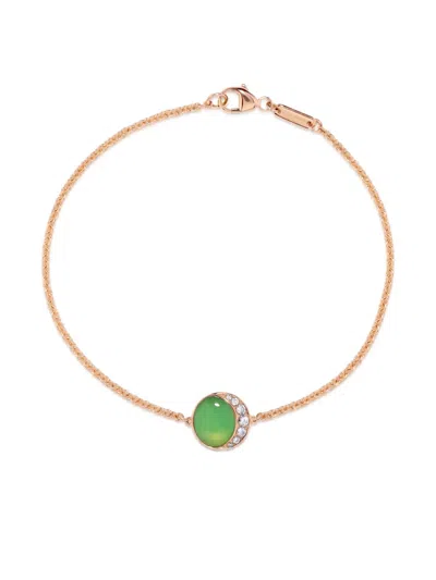 David Morris 18k Rose Gold Fortuna Chrysoprase And Diamond Bracelet In Green