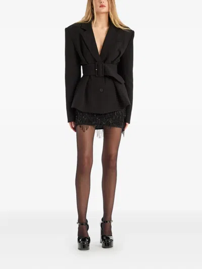 Rotate Birger Christensen Black Blazer With Belt Rotate In Black