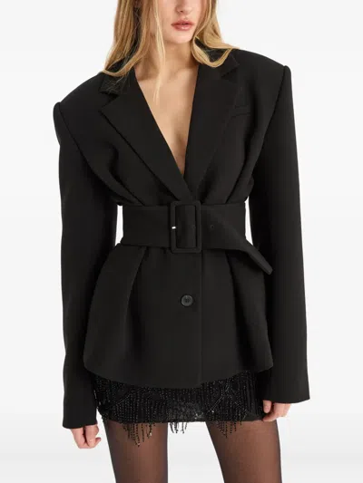 Rotate Birger Christensen Black Blazer With Belt Rotate In Black