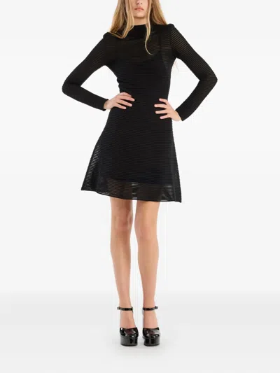 Rotate Birger Christensen Knitted Flared Mini Dress In Black