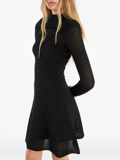Rotate Birger Christensen Knitted Flared Mini Dress In Black