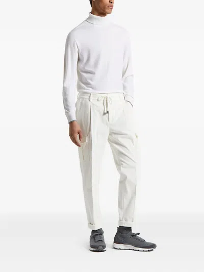 Peserico Brushed Fleece Turtleneck Sweater In White