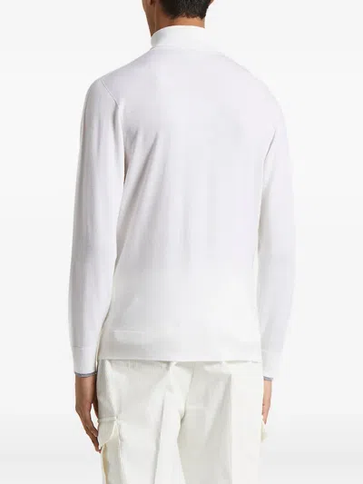 Peserico Brushed Fleece Turtleneck Sweater In White