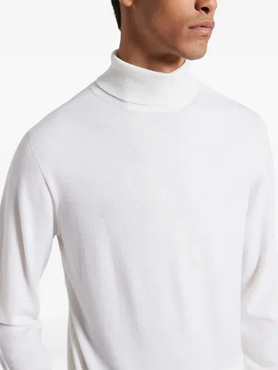 Peserico Brushed Fleece Turtleneck Sweater In White