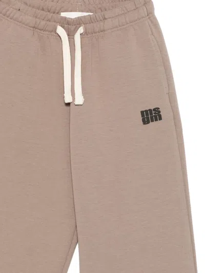 Msgm Logo-print Drawstring Track Pants In Brown