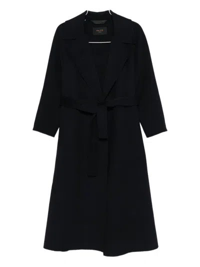 Paltò Paola Belted Wool Coat In Black