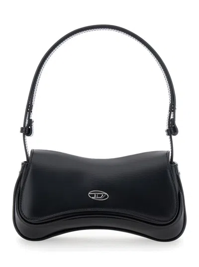 Diesel Curved Silhouette Clutch With Adjustable Strap In Black