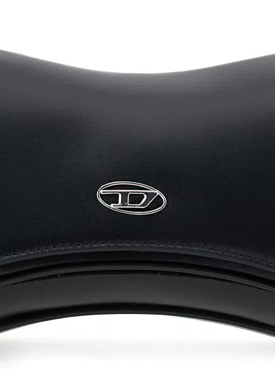 Diesel Curved Silhouette Clutch With Adjustable Strap In Black