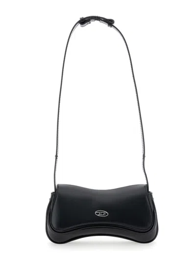 Diesel Curved Silhouette Clutch With Adjustable Strap In Black