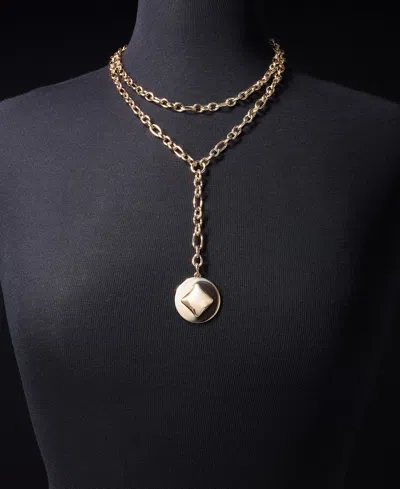 Inc International Concepts Disc Charm Layered Lariat Necklace, 16" + 3" Extender, Macy's Exclusive In Gold