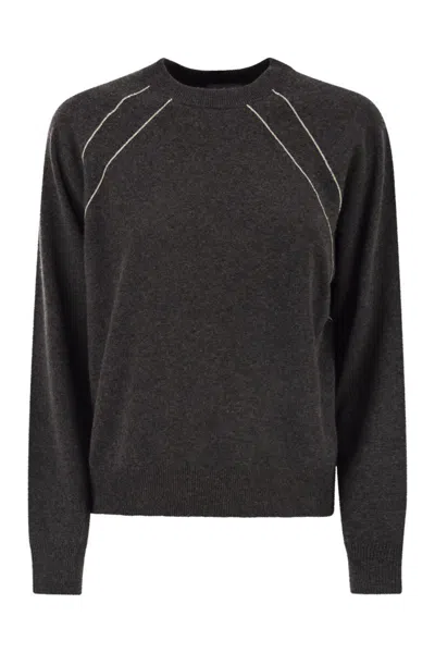Peserico Crew Neck Jumper With Bright Details In Blue