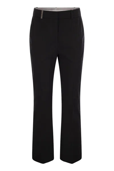 Peserico Stretch Cotton Trousers In Black