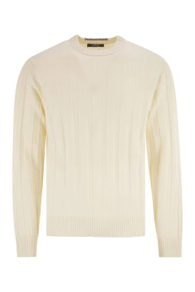 Peserico Wool And Cashmere Ribbed Jumper In White