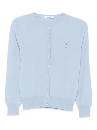 Vivetta Pearl-button Embellished Cardigan In Blue