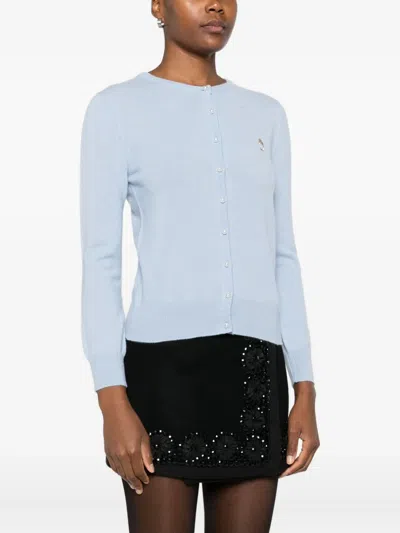Vivetta Pearl-button Embellished Cardigan In Blue