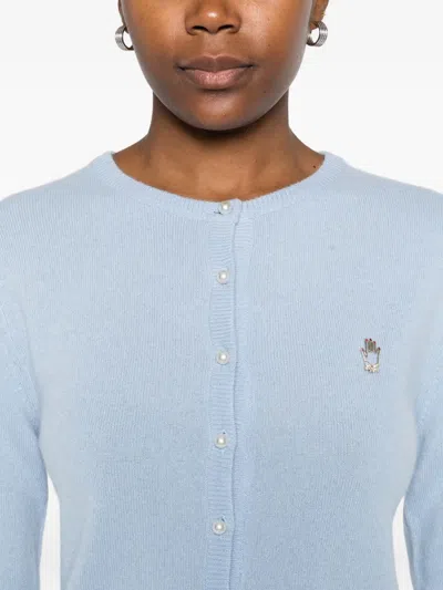 Vivetta Pearl-button Embellished Cardigan In Blue