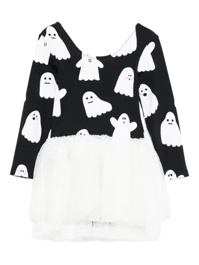 Stella Mccartney Black Dress For Girl With Ghost In Black