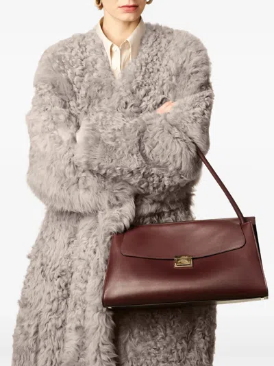 Ami Alexandre Mattiussi Burgundy Smooth Leather Mimi Bag Red In Brown