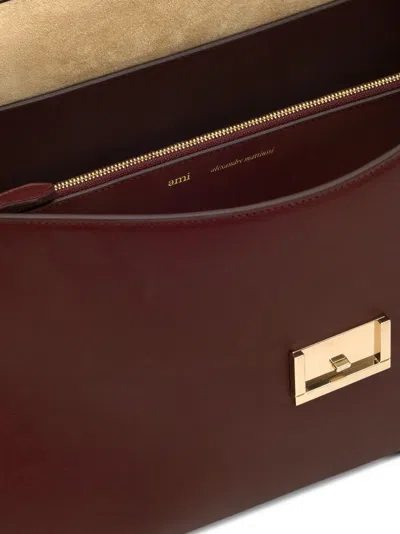 Ami Alexandre Mattiussi Burgundy Smooth Leather Mimi Bag Red In Brown