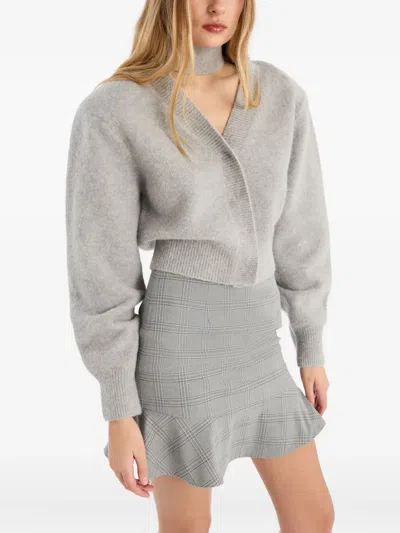 Rotate Birger Christensen Cardigan With Cropped Sleeves And Soft Texture In Gray