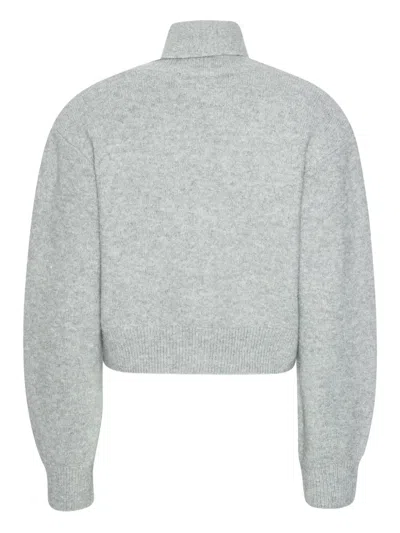 Rotate Birger Christensen Cardigan With Cropped Sleeves And Soft Texture In Gray