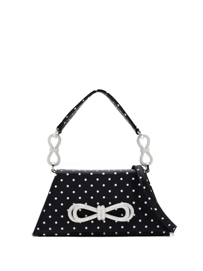 Mach&mach Medium Samantha Polka-dot Pattern Tote Bag In Black