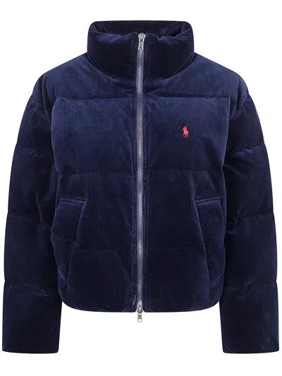 Polo Ralph Lauren Stretch-cotton Corduroy Puffer Jacket In Blue