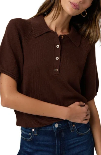 Paige Birch Puff Sleeve Cotton Blend Sweater In Brown