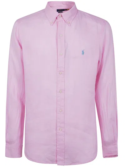 Polo Ralph Lauren Long Sleeve Button-down Collar Shirt In Pink