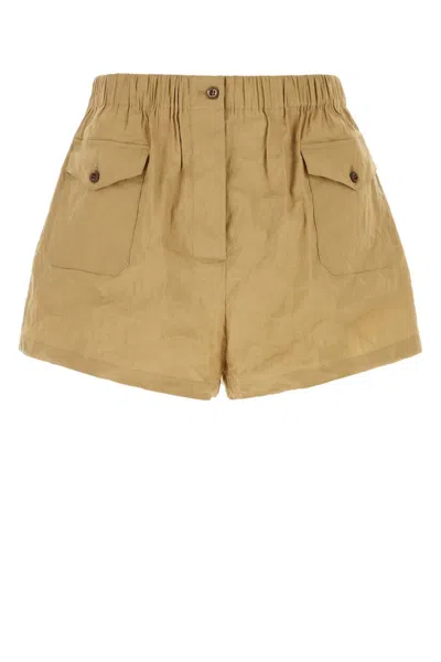 Prada Stretch Cotton Blend Shorts With Button Detail In Black