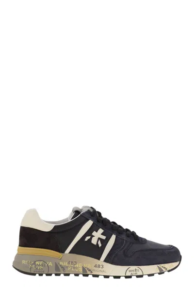 Premiata Casual Low Top Sneakers With Contrast Sole In Black