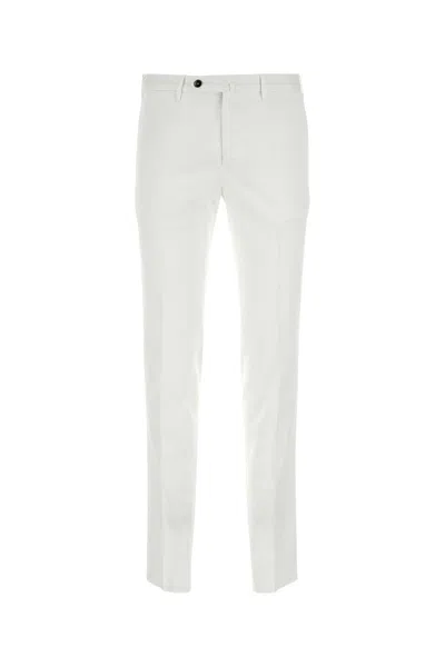 Pt Torino White Stretch Cotton Blend Silkochino Pant In Multi