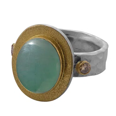 Emma Chapman Jewels Women's Silver / Blue / Gold Aquamarine Diamond Statement Ring