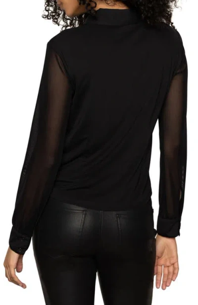 Sanctuary Mesh Button-up Shirt In Black