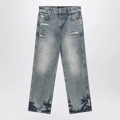 Represent Belt Loops Distressed Denim Trousers In Blue