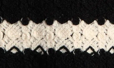 Good Luck Girl Kids' Stripe Open Stitch Knit Button-up Top In Black