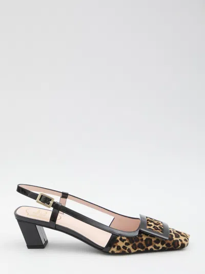 Roger Vivier Belle Vivier 45 Patent Leather-trimmed Leopard-print Pony Hair Slingback Pumps In Black