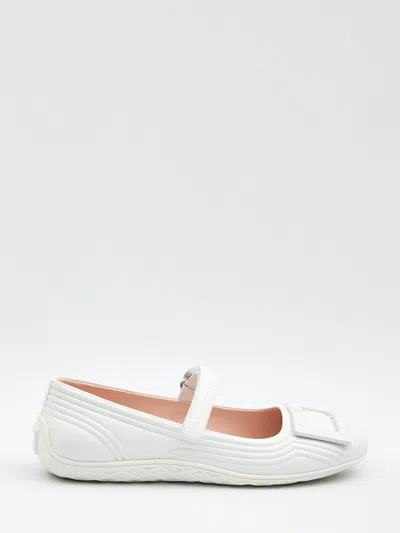 Roger Vivier Low Mary Janes Ballerina In Nappa Leather In White