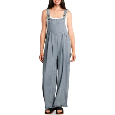 Billy T Claire Wide Leg Denim Overalls In Gray