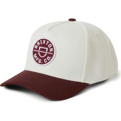 Brixton Crest X Mp Snapback Baseball Cap In White