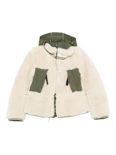 Sacai Ecru/khaki Green Two-tone Jacket In Neutral